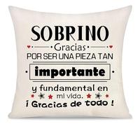 Sobrino Gracias por Ser Una Pieza Tan Importante y Fundamental en Mi Vida Funda de Cojín Regalos para Hombre Chico del Tía Tío Regalos de Inspirador Graduación Regalo de Cumpleaños Navidad (sobrino-b)