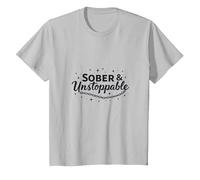 Sobrio & Recuperación Imparable Inspiración Adicción Gratis Camiseta, Niños, Plata, 6 años