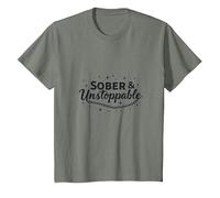 Sobrio & Recuperación Imparable Inspiración Adicción Gratis Camiseta, Niños, Verde Militar Jaspeado, 10 años
