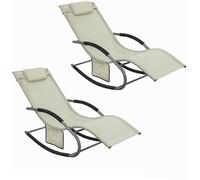 SoBuy 2x muebles de jardin mecedora silla tumbona de exterior reclinable