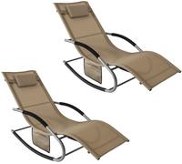 SoBuy 2x muebles de jardin mecedora silla tumbona de exterior reclinable