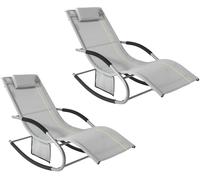 SoBuy 2x muebles de jardin mecedora silla tumbona de exterior reclinable