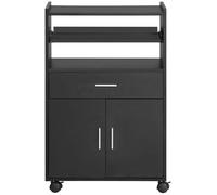 SoBuy Aparador auxiliar de cocina con ruedas madera negro