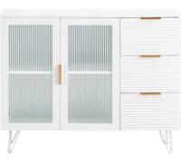 SoBuy Aparador cocina mueble vitrina de cristal madera blanco