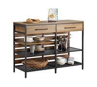 SoBuy Aparador de Cocina Industrial con Estantes Abiertos y Botellero Mueble de Cocina con Espacio para Microondas Mueble Auxiliar de Almacenaje para Salón Comedor Entrada 120x91x45cm Marrón FSB85-PF