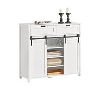 SoBuy Aparador recibidor con Puerta corrediza 104x93x35cm para recibidor | Armario almacenamiento con 3 estantes y 2 cajones, MDF/PB E1, carga 50kg, blanco FSB74-W