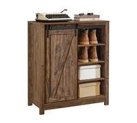 SoBuy Aparador Recibidor con Puerta corrediza de Granero, Compartimento Abierto Armario de Almacenamiento 80 x 92 x 35 cm FSB59-N ES