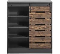 SoBuy FSB65 Aparador Armario para zapatos Armario con puerta corredera Armario de cocina Armario de pasillo Armario de almacenamiento bajo Gris oscuro