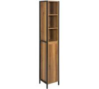 SoBuy Armario alto de baño 3 compartimentos y 1 puerta madera marrón