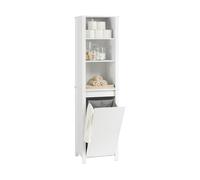 SoBuy BZR102-W armario alto con armario de baño plegable armario de baño armario de lavandería estrecho estante de baño muebles de baño BLANCO