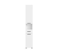 SoBuy Mueble Columna de Baño Armario para Baño Alto Estanterías de baño con 6 Estantes 2 Puertas y 1 Comprtimento Abierto y 1 Cajón Blanco 31 x 30 x 182 cm BZR166-W ES