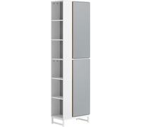 SoBuy Armario Alto para baño con 6 Compartimientos Abiertos Mueble Columna de Baño con 2 Puertas 50 x 30 x 181 cm Gris BZR76-HG ES
