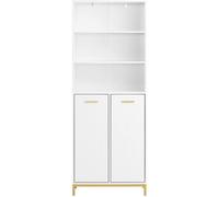 SoBuy Armario alto para baño con saco de lavandería, color blanco