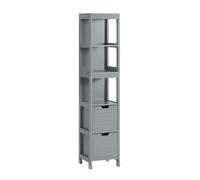 SoBuy Armario Baño Columna Estrecho Mueble Auxiliar de Baño Moderno con 3 Estantes y 2 Cajones Alta Capacidad de Almacenaje Diseño Compacto Estilo Nórdico 30x30x144 cm FRG126-SG