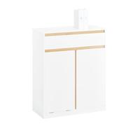 SoBuy Armario de Baño Cesto para Ropa Sucia con 1 Cesto 1 Puerta y 1 Cajón Blanco 71 x 33 x 85 cm BZR79-W ES