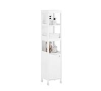 SoBuy Armario de Baño Estrecho Mueble Alto para Baño con Puerta y Estantes Ajustables Solución de Almacenaje Compacto y Funcional 30x144x30 cm BZR187-W