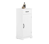 SoBuy Armario de Baño Estrecho - Mueble Auxiliar de Baño con Cajón y Estantes Ajustables, Cajonera de Madera Blanco, 42x30x93cm, BZR207-W