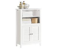 SoBuy Armario de Baño, Mueble Auxiliar para Baño - Cómoda Estrecha con Estantes, Aparador de Madera para Pasillo y Sala de Estar, Ahorrador de Espacio, Blanco, 60 x 90 x 26 cm, BZR13-W