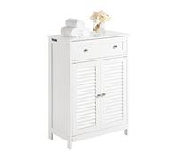 SoBuy Armario de Baño - Mueble Versátil con Cajón, Resistente a la Humedad - Mueble Ahorraespacio para Baño, Pasillo, Cocina de Madera, Blanco, 60x87x35cm, FRG238-W
