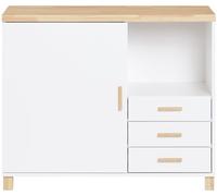 SoBuy Armario de oficina con 3 cajones y 1 compartimento abierto blanco