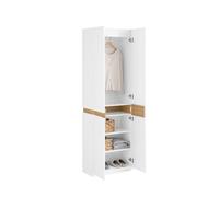 SoBuy Armario Dormitorio Armario Ropero Barato con Estantes Ajustables y 2 Puertas - Organizador Alto para Ropa y Zapatos - Blanco 61x30x192cm KSB01-W