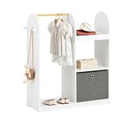 SoBuy Armario Infantil con Almacenaje Juguetes, Armario Infantil Ropa con 3 Ganchos, 1 Cesta y 1 Percha, Mueble Organizador Juguetes y Ropa Blanco 97x35x108cm KMB40-W