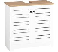 SoBuy Armario lavabo con 2 estantes y 2 puertas madera blanco