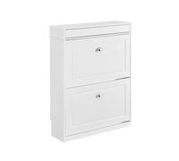 SoBuy Armario Pasillo Elegante Mueble recibidor Moderno, Profundidad 24 cm, con cajón práctico, estantes Ajustables y Dispositivo Anti-vuelco, Blanco 75x24x96 cm, FSR78-L-W