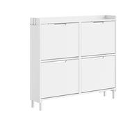 Sobuy | armario zapatero blanco con 4 puertas | estante para zapatos con ganchos laterales | mueble zapatero de mdf para entrada | 80×30×100 cm | capacidad de carga 34 kg | fsr100-e-w 80 cm