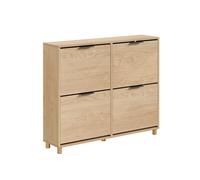 Sobuy | armario zapatero en color light oak | organizador de zapatos con puertas abatibles | mueble de entrada moderno de aglomerado y mdf | 100×24×83 cm | capacidad de carga 36 kg | fsr214-n 100 cm