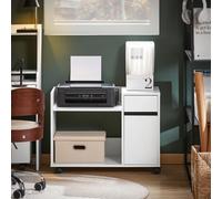 SoBuy ASK02-W Recipiente enrollable con cajón y puerta Mesa de impresora con rollo Printer armario escritorio de oficina armario BLANCO