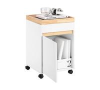 SoBuy ASK03-W Roll Container Escritorio Carro de oficina Carro lateral de oficina Carro de archivos Mesa auxiliar Mesa de impresora con rollos Marfíl