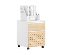 SoBuy ASK06-WN contenedor en rollo, contenedor de oficina, carrito lateral, carrito de archivos, mesa auxiliar con soporte de presión de carrete Marfíl