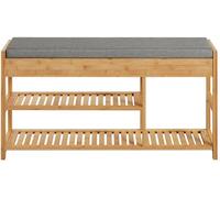 SoBuy FSR47-N,ES Banco de Almacenamiento con cajón y cojín,Zapatero,L90 cm x H45 cm (Bambú)