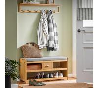SoBuy FSR75-N Banco Zapatero con 1 Cajcon y 2 Estantes Bambú y MDF 91 x 34 x 45 cm ES