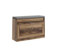 Sobuy | banco para zapatos marrón con tapa | organizador de entrada con asiento acolchado | mueble de almacenamiento de aglomerado para el recibidor | 75×24×53 cm | capacidad de carga 123 kg | fsr218-