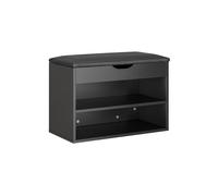 Sobuy | banco para zapatos negro con asiento acolchado | estante para calzado de 2 niveles | mueble zapatero de aglomerado para entrada | 60×30×43 cm | capacidad de carga 113 kg | fsr25-sch 60 cm