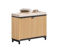 SoBuy Banco Recibidor Entrada con Almacenamiento, Zapatero Estrecho Entrada Recibidor con Asiento, 60x24x50 cm, para Pasillos Pequeños, Negro y Madera, FSR201-N