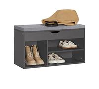 SoBuy Banco zapatero con cajón y 3 compartimientos madera gris