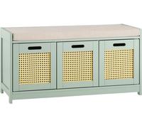 SoBuy Banco zapatero baúl con cojín acolchado 2 puertas y 1 cubo verde,rota