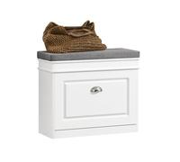 SoBuy Zapatero Entrada Recibidor con Cajón - Banco Zapatero con Asiento y Almacenaje Compacto 60x24x51 cm - Puff para Recibidor, Dormitorio o Salón, Blanco, FSR82-K-W