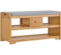 SoBuy FSR75-N Banco Zapatero con 1 Cajcon y 2 Estantes Bambú y MDF 91 x 34 x 45 cm ES