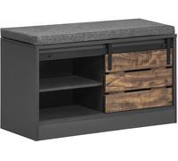 SoBuy FSR120-HG Banco Zapatero con Puerta corrediza de Granero Armario de Almacenamiento para Entrada con Estantes 80 x 35 x 48 cm ES