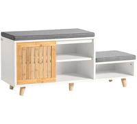 SoBuy Banco zapatero con 2 estantes y 1 puerta corredera madera natural