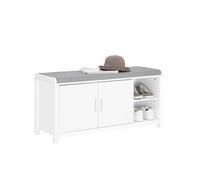 SoBuy FSR168-W Banco para zapatos con asiento Banco para zapatos con asiento de almacenamiento Cómoda Zapatero estrecho Blanco BLANCO