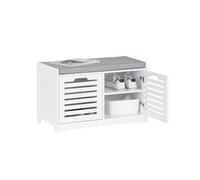 SoBuy FSR23-II banco para zapatos con asiento, armario, banco con almacenamiento, asiento para zapatos, cómoda, Zapatero con banco BLANCO