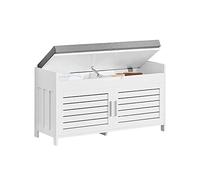 SoBuy Banco Zapatero con 2 Puertas 90x33x50cm para recibidor | Zapatero entrada con asiento, MDF y pino, estante ajustable 3 alturas, capacidad 100kg blanco FSR102-W