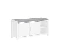 SoBuy Banco Zapatero con 2 Puertas para Entrada Dormitorio Banco de Almacenamiento de Asiento con 2 Estantes Abiertos Blanco 105 x 35 x 51 cm FSR168-W ES