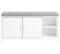 SoBuy Banco Zapatero con 2 Puertas para Entrada Dormitorio Banco de Almacenamiento de Asiento con 2 Estantes Abiertos Blanco 105 x 35 x 51 cm FSR168-W ES