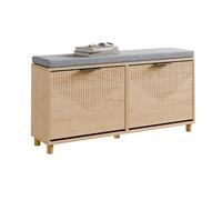 SoBuy Banco Zapatero con Asiento 100x24x50 cm Entrada | Almacenamiento para zapatos grandes, diseño estrecho ideal para apartamentos pequeños y recibidores, FSR211-N